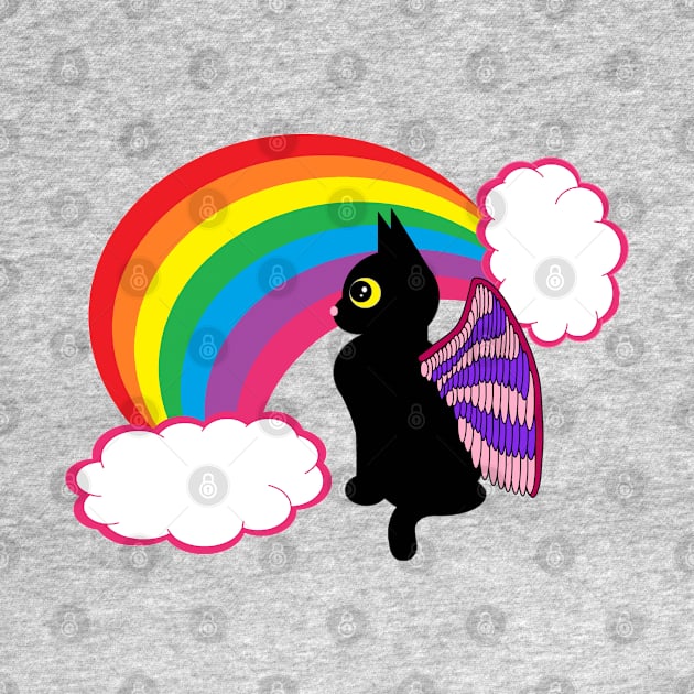 Black kitty with rainbow by MelanieJeyakkumar